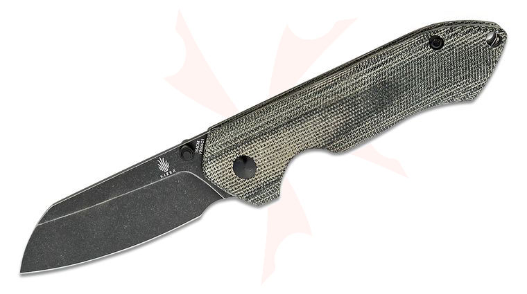 Kizer Cutlery Vanguard Matt Degnan Guru Folding Knife 2.97 inch 154CM Black Stonewashed Sheepsfoot Blade, Black Micarta Handles