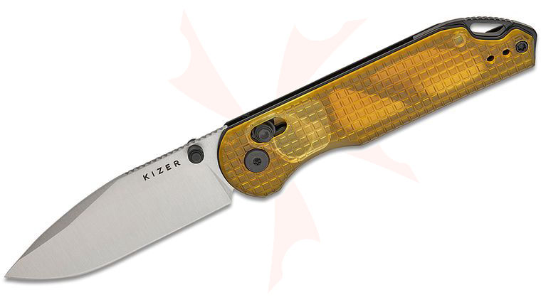 Kizer Cutlery Vanguard Carlos Elstner Assassin Clutch Lock Flipper Knife 2.99 inch Nitro-V Satin Drop Point Blade, Milled Ultem (PEI) Handles