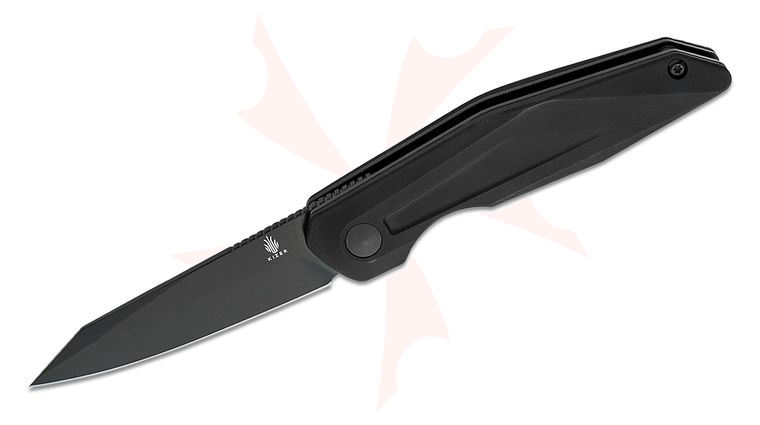 Kizer Cutlery Vanguard Spot Front Flipper Knife 2.91 inch 154CM Black Clip Point Blade, Black Aluminum Handles