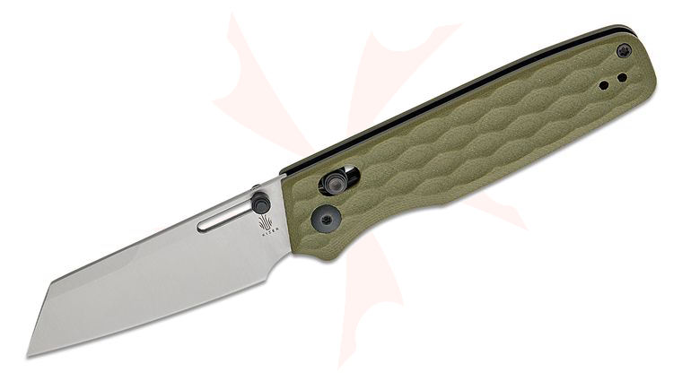 Kizer Cutlery Vanguard Nick Consoli Task Clutch Lock Folding Knife 3.04 inch 154CM Satin  Reverse Tanto Blade, Milled Green G10 Handles, Reversible Clip