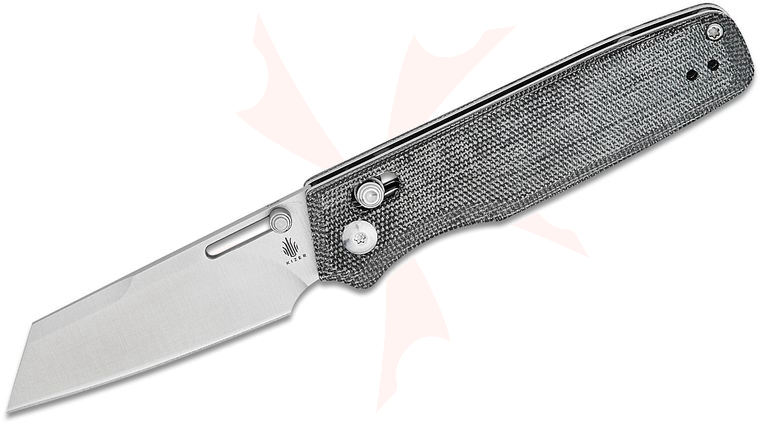 Kizer Cutlery Vanguard Nick Consoli Task Clutch Lock Folding Knife 3.03 inch 154CM Stonewashed Reverse Tanto Blade, Black Micarta Handles, Reversible Clip
