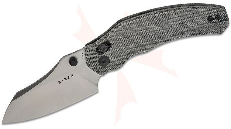 Kizer Cutlery Vanguard O. SHO Bulldog Clutch Lock Folding Knife 3 inch 154CM Satin Sheepsfoot Blade, Black Micarta Handles