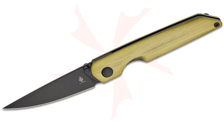 Kizer Cutlery Vanguard Evgeniy Bulichev Shot Liner Lock Front Flipper Knife 2.88 inch 154CM Black PVD Drop Point Blade, Aged Bronze Textured Aluminum Handles