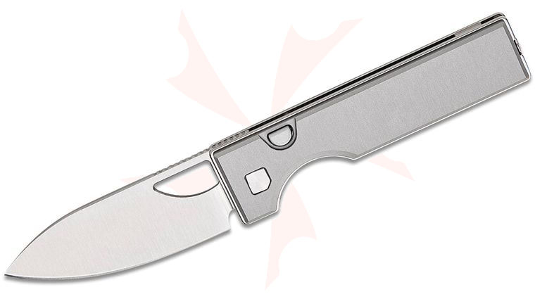 Kizer Cutlery Matija Milovic Little Ringbo Button Liner Lock Folding Knife 2.95 inch AEB-L Satin Drop Point Blade, Gray Aluminum Handles, Reversible Bayonet Clip