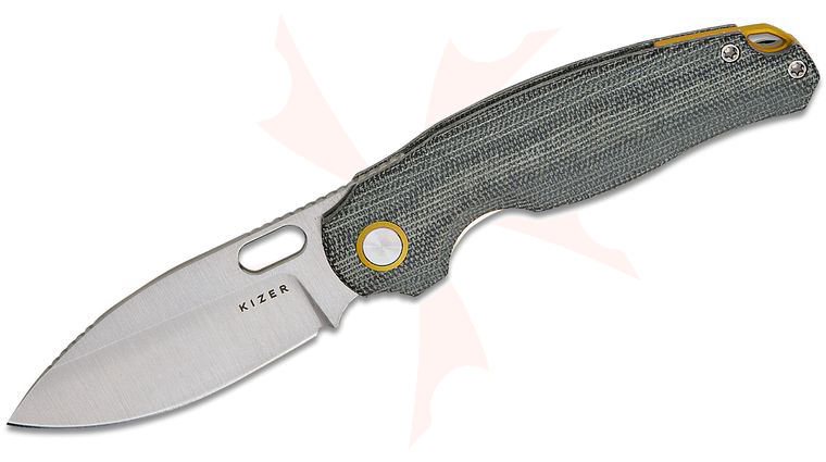 Kizer Cutlery Seagull Liner Lock Front Flipper Knife 2.9 inch 14C28N Satin Drop Point Blade, Black Micarta Handles