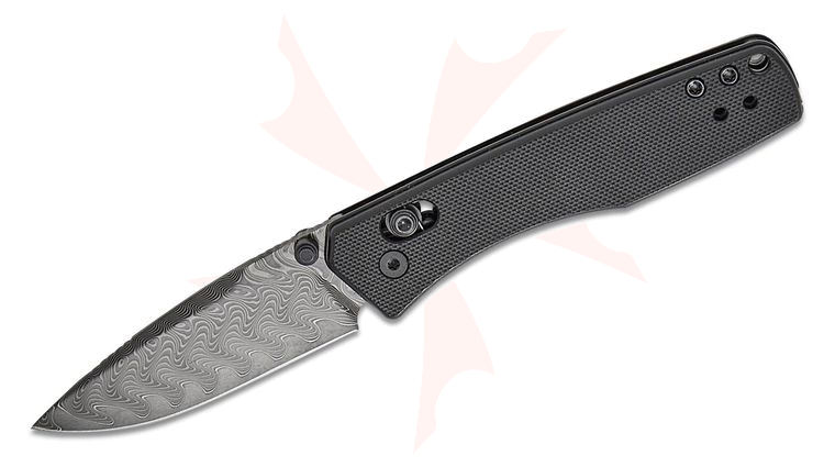 Kizer Cutlery Vanguard Aegis Clutch Lock Folding Knife 2.8 inch Damascus Drop Point Blade, Black G10 Handles with Toothpick and Tweezers, Reversible Deep Carry Clip