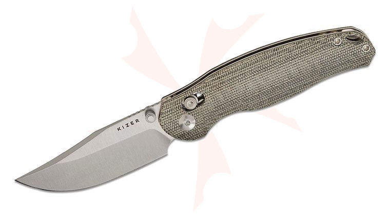 Kizer Cutlery Vanguard Phoca CC Clutch Lock Folding Knife 2.9 inch AEB-L Satin Clip Point Blade, Black Norplex UltreX Micarta Handles, Deep Carry Clip