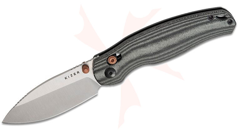 Kizer Cutlery Vanguard Phoca CD Clutch Lock Folding Knife 2.95 inch 14C28N Satin Drop Point Blade, Black Norplex UltreX Micarta Handles, Deep Carry Clip