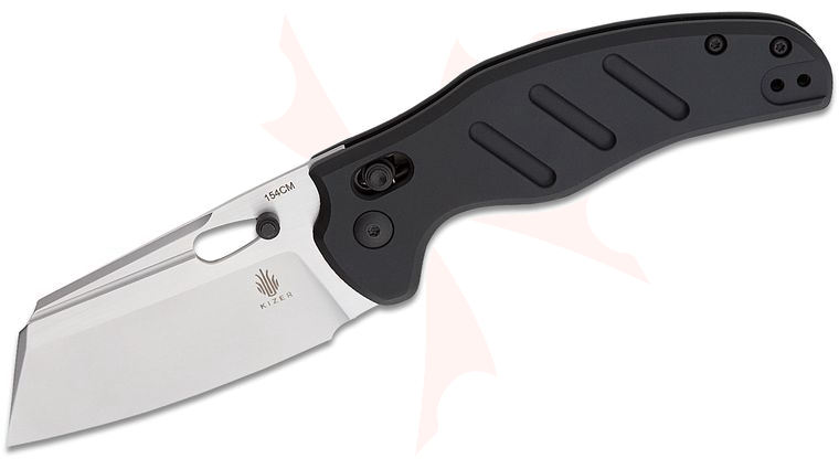 Kizer Cutlery Vanguard Sheepdog C01C Clutch Lock Folding Knife 3.15 inch 154CM Satin Blade, Black Aluminum Handles