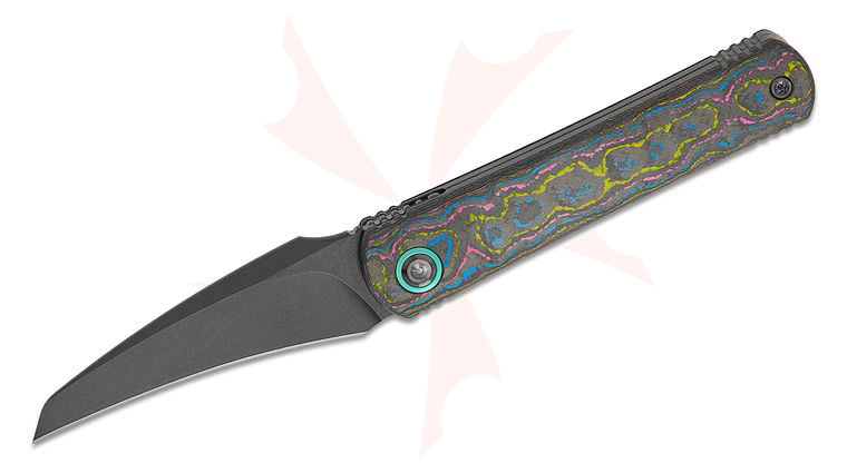 Kizer Cutlery Premium X-Series Limited Edition Feist 3 Front Flipper Knife 2.81 inch CPM-S90V Matte DLC Ultra Hawkbill Blade, Ultimate Warrior CamoCarbon Handles