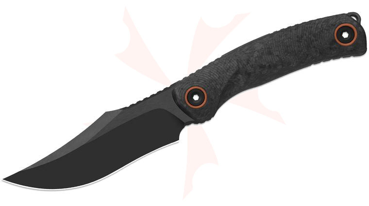 Kizer Cutlery Premium X-Series Pioneer Fix Fixed Blade Knife 4.21 inch M390 Black Two-Tone Clip Point Blade, Contoured Carbon Fiber Handles with Orange G10 Spacers, Kydex Sheath
