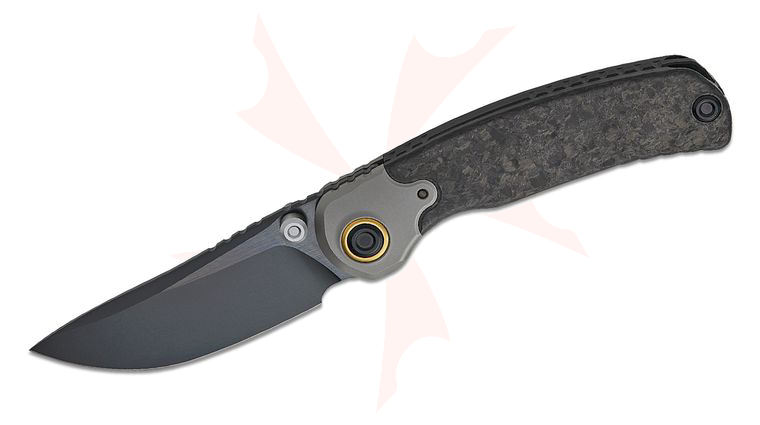 Kizer Cutlery Premium X-Series PIONEER Front Flipper Knife 3.2 inch M390 Black DLC-Ultra Drop Point Blade, Marble Carbon Fiber Handles with Titanium Bolsters