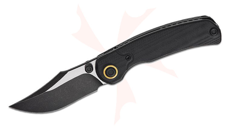 Kizer Cutlery X-Series PIONEER Front Flipper Knife 3.2 inch 14C28N Black Stonewash Two-Tone Bowie Blade, Black G10 Handles