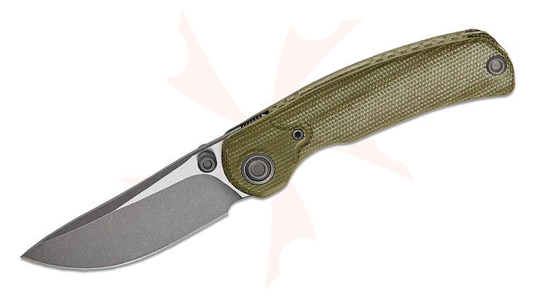 Kizer Cutlery X-Series PIONEER Front Flipper Knife 3.2 inch 14C28N Gray PVD Two-Tone Drop Point Blade, Green Micarta Handles