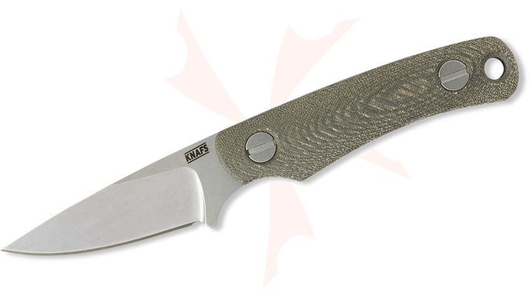 Knafs Co. Little Lulu Fixed Blade Knife 1.9 inch CPM-MagnaCut Stonewashed Drop Point Blade, Green Linen Micarta Handles, Kydex Sheath