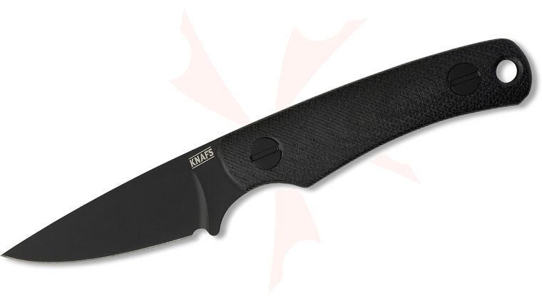 Knafs Co. Little Lulu Fixed Blade Knife 1.9 inch CPM-MagnaCut Black Cerakote Drop Point Blade, Black Linen Micarta Handles, Kydex Sheath