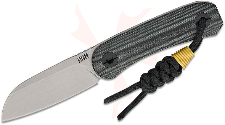 Knafs Co. Lander 4 Black Sheep EDC Fixed Blade Knife 2.6 inch CPM-S35VN Stonewashed Sheepsfoot Blade, Black Canvas Micarta Handles, Boltaron Sheath