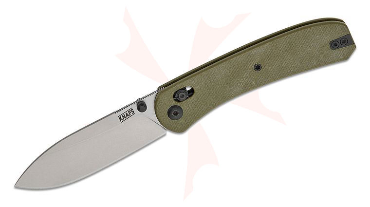 Knafs Co. Lander 2 Clutch Lock Folding Knife 3.25 inch S35VN Stonewashed Drop Point Blade, OD Green G10 Handles