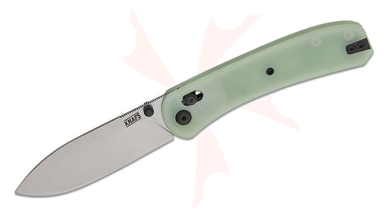 Knafs Co. Lander 2 Clutch Lock Folding Knife 3.25 inch S35VN Stonewashed Drop Point Blade, Natural (Jade) G10 Handles