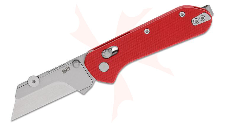 Knafs Co. Yuti Clutch Lock Folding Utility Knife 2.03 inch Replaceable Utility Blade, Red G10 Handles