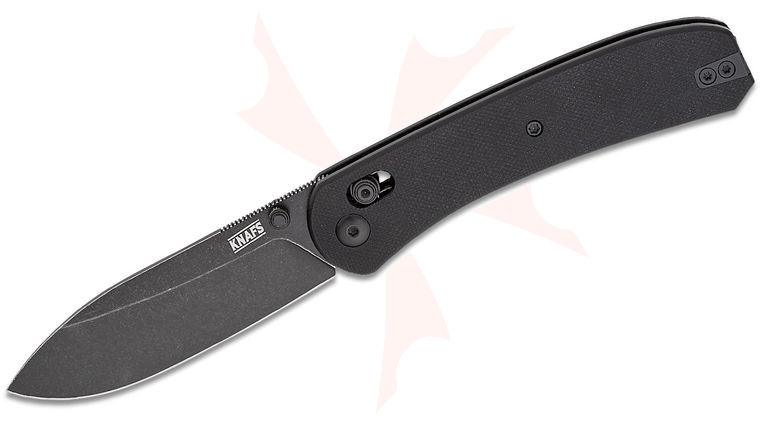Knafs Co. Lander 2 Clutch Lock Folding Knife 3.25 inch S35VN Black Stonewashed Drop Point Blade, Black G10 Handles
