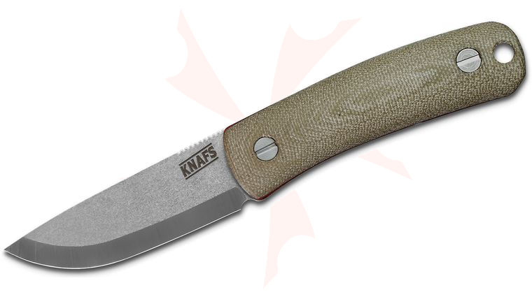 Knafs Co. Lulu Fixed Blade Knife 2.95 inch CPM-MagnaCut Raw Drop Point Blade, Green Canvas Micarta Handles, Boltaron Sheath