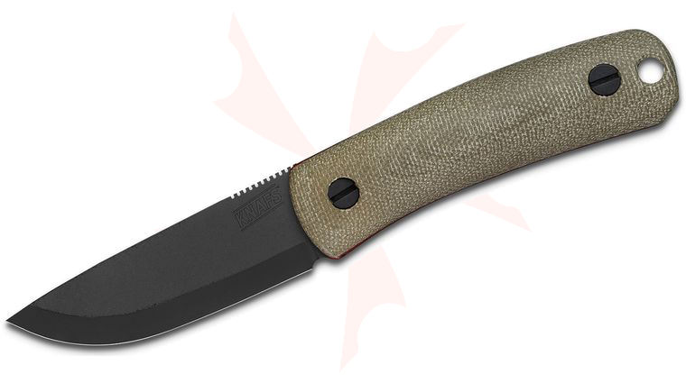 Knafs Co. Lulu Fixed Blade Knife 2.95 inch CPM-MagnaCut Black PVD Drop Point Blade, Green Canvas Micarta Handles, Boltaron Sheath
