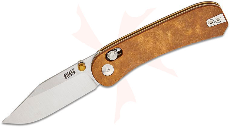 Knafs Co. Lander 3 Clutch Lock Folding Knife 2.75 inch S35VN Satin Clip Point Blade, Brown Paper Micarta Handles