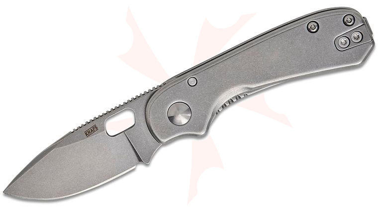 Knafs Co. Lander 5 Frame Lock Folding Knife 2.2 inch Stonewashed Drop Point Blade, Steel Handles