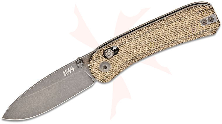 Knafs Co. Lander 3 Clutch Lock Folding Knife 2.75 inch S35VN Dark Gray Stonewashed Drop Point Blade, Green Canvas Micarta Handles
