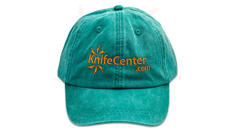 KnifeCenter.com Cotton Cap/Hat by Adams Headwear, Aqua with Orange Logo