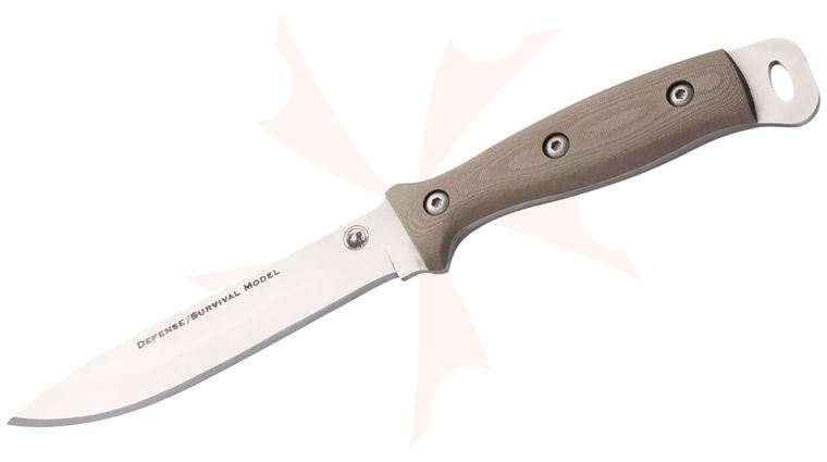 Knives of Alaska Defense Survival Fixed Blade Knife 6 inch D2 Bead Blast Blade, OD Green G10 Handles, Kydex Sheath