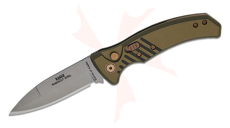 Knives of Alaska Eagle AUTO Folding Knife 2.9 inch CPM-MagnaCut Spear Point Blade, OD Green/Black G10 Handles
