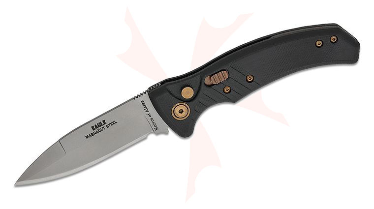 Knives of Alaska Eagle AUTO Folding Knife 2.9 inch CPM-MagnaCut Spear Point Blade, Black G10 Handles