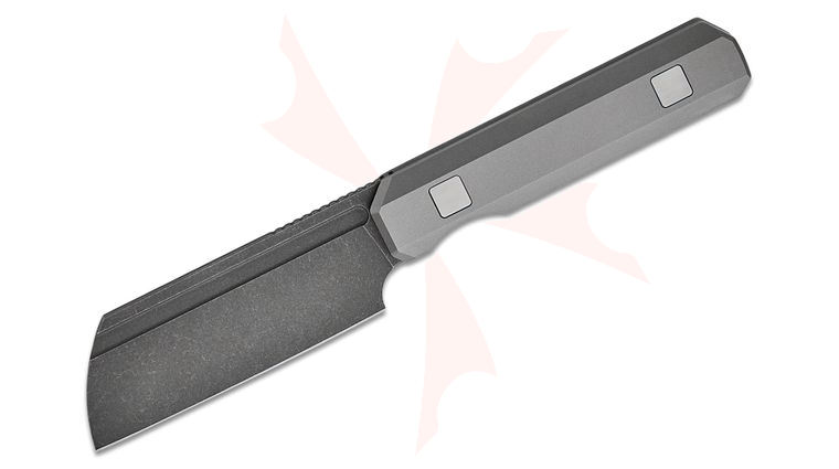 Knife Standards RRSF-003 RR Station Fixed Blade Knife 3.3 inch Vanax Belt Satin Sheepsfoot Blade, Blasted Titanium Handles, Carbon Fiber Kydex Sheath
