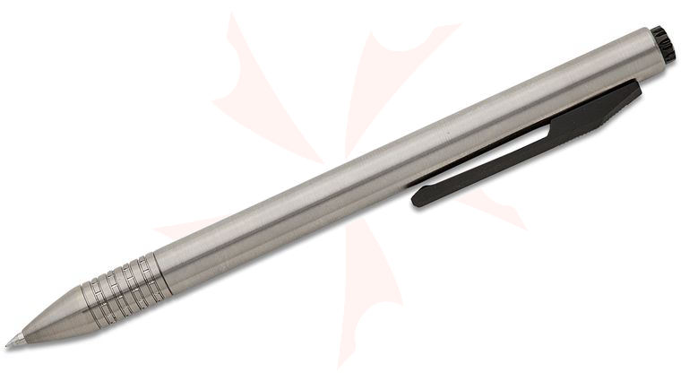 Koenig Knives PQD-G1 Satin Titanium Click Pen, Black DLC Button and Clip