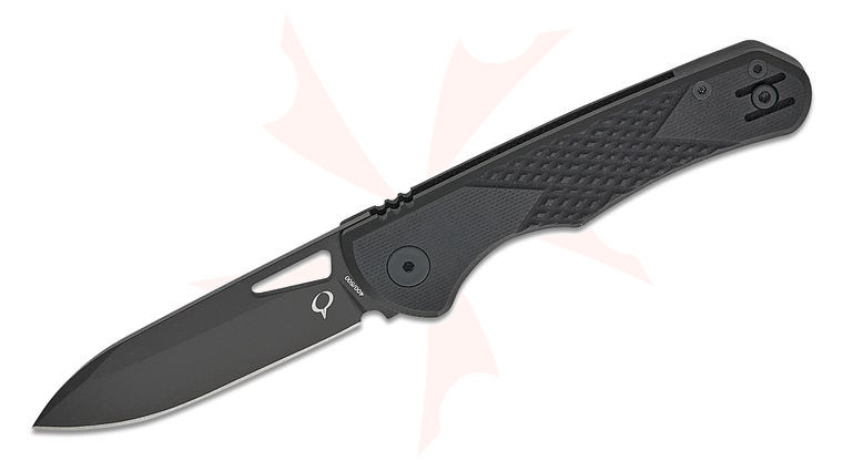 Kronos Knives Aeolus Liner Lock Folding Knife 2.96 inch N690 Top Shield Black Drop Point Blade, Milled Black G10 Handles, Reversible Clip