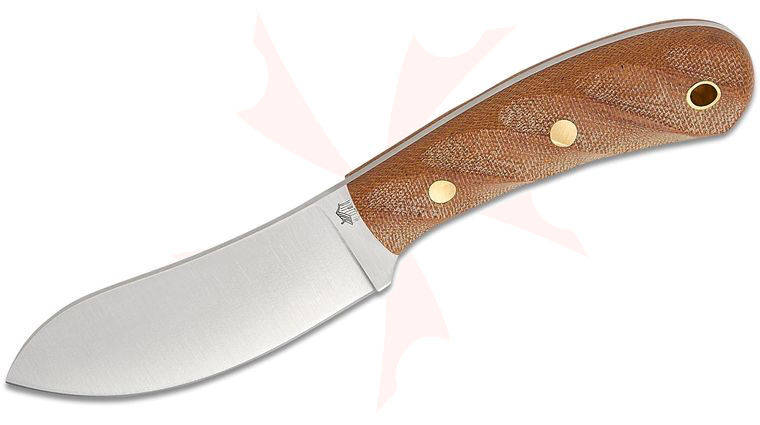 L.T. Wright Camp MUK 3.6 inch A2 Flat Grind Fixed Blade Knife, Twisted Natural Micarta, Leather Sheath