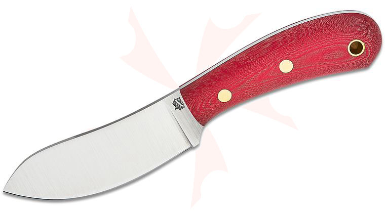 L.T. Wright Camp MUK Fixed Blade Knife 3.6 inch A2 Flat Grind Blade, Red Linen Micarta, Leather Sheath
