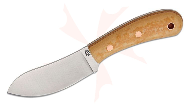 L.T. Wright Camp MUK Fixed Blade Knife 3.6 inch A2 Flat Ground Nessmuk Skinner Blade, Maple Valley Richlite Handles with Natural Liners, Leather Sheath