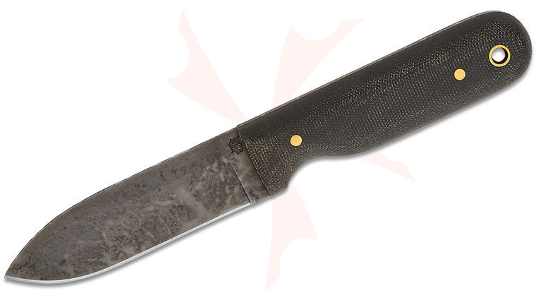 L.T. Wright Bushcrafter HC Fixed Blade Knife 3.95 inch 1075 Carbon Saber Grind Blade, Black Canvas Micarta, Leather Sheath