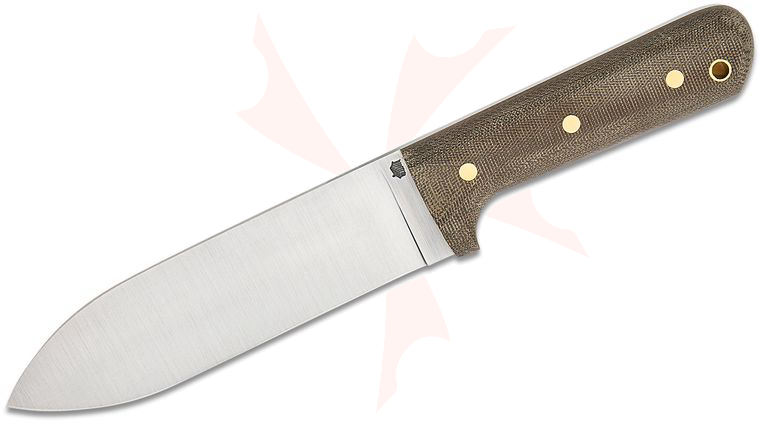 L.T. Wright Gen 3 Fixed Blade Knife 6.625 inch O1 Satin Flat Grind Blade, Green Canvas Micarta Handles, Leather Sheath with Dangler