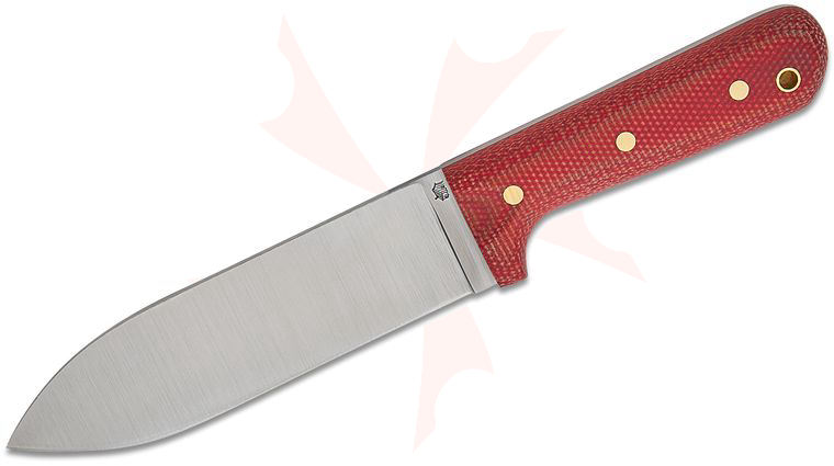 L.T. Wright Gen 3 Fixed Blade Knife 6.625 inch O1 Satin Flat Grind Blade, Firedog Red Canvas Micarta Handles, Leather Sheath with Dangler