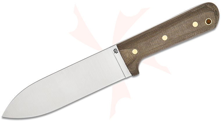 L.T. Wright Gen 3 Fixed Blade Knife 6.625 inch O2 Satin Flat Grind Blade, Green Canvas Micarta, Leather Sheath with Dangler