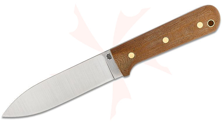 L.T. Wright Gen 5 Fixed Blade Knife 5.1 inch A2 Flat Grind Kephart Blade, Natural Canvas Micarta, Leather Sheath