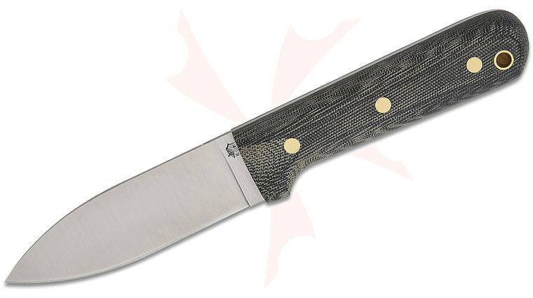 L.T. Wright Genesis Kephart Style 4.25 inch A2 Flat Grind Fixed Blade Knife, Black Canvas Micarta, Leather Sheath
