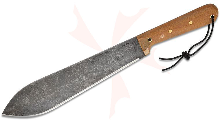 L.T. Wright Overland Machete 12.25 inch 1075 Fixed Blade, Natural Micarta, Leather Sheath