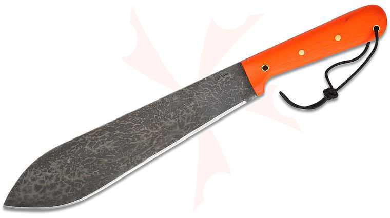 L.T. Wright Overland Machete 12.25 inch 1075 Fixed Blade, Orange G10, Leather Sheath