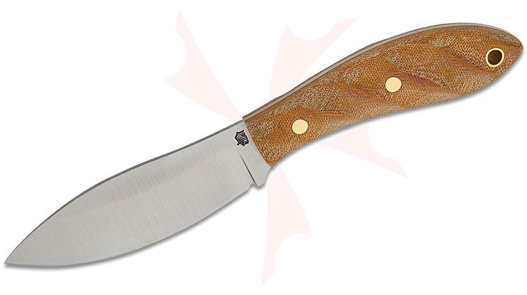 L.T. Wright Large Northern Hunter 4.375 inch AEB-L Saber Grind Fixed Blade Knife, Natural Twisted Canvas Micarta, Leather Sheath