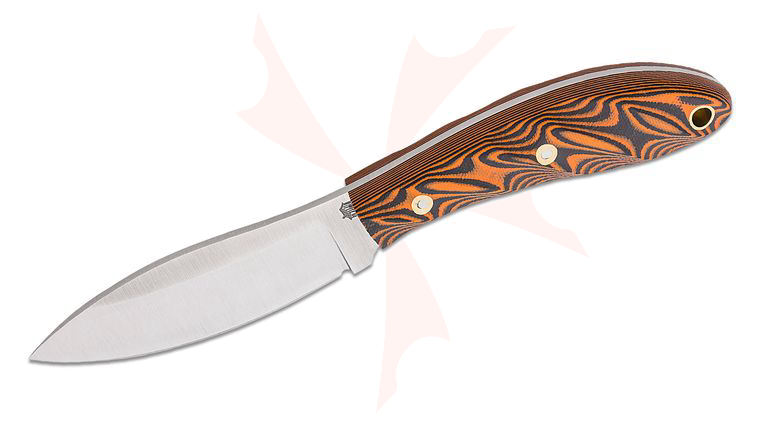 L.T. Wright Large Northern Hunter 4.375 inch AEB-L Saber Grind Fixed Blade Knife, Twist Black and Orange G10, Leather Sheath